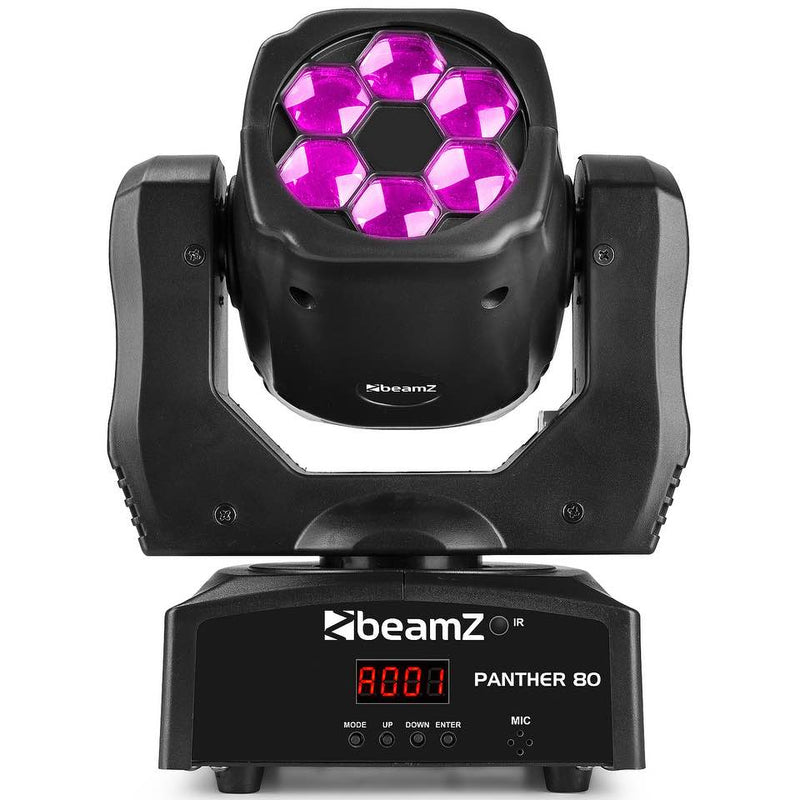 Beamz Panther 80 Hybrid Testa mobile 6 LED CREE RGBW 4in1 12W DMX e comando IR