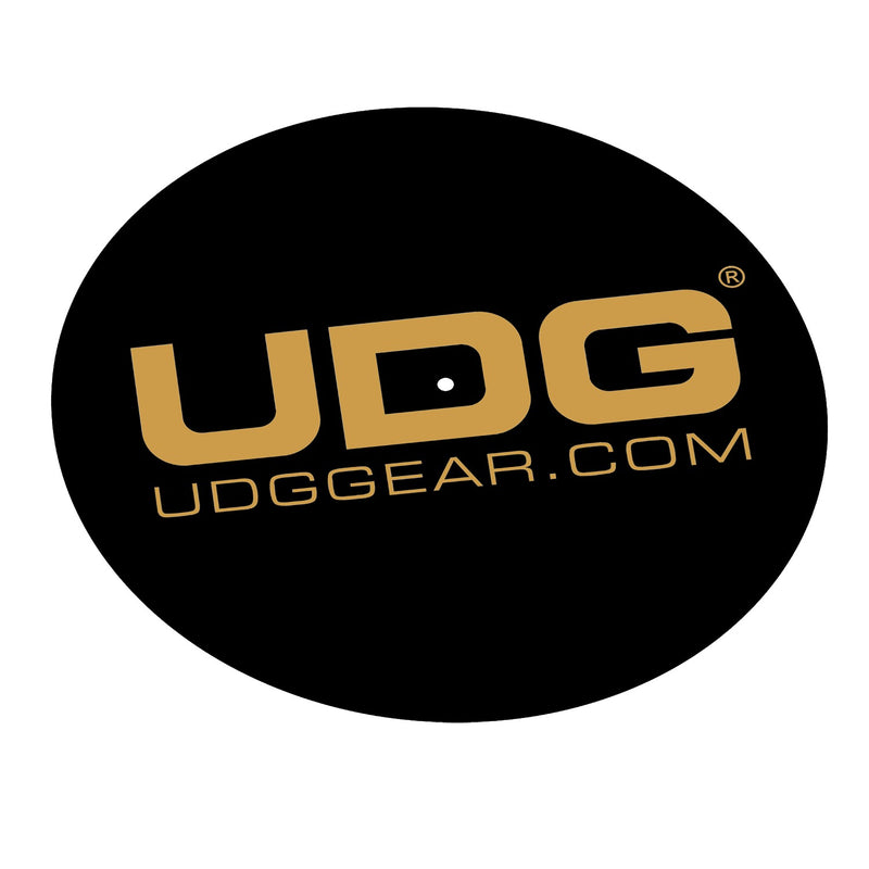 UDG U9935 Slipmat Set Black / Golden Feltri per giradischi, Nero con Logo in Oro