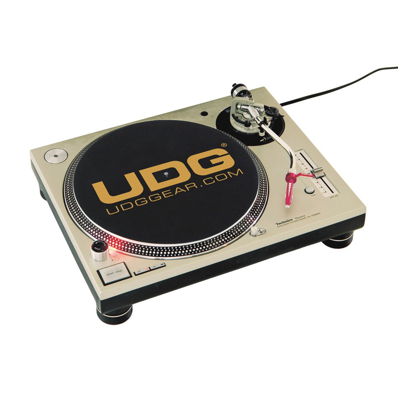 UDG U9935 Slipmat Set Black / Golden Feltri per giradischi, Nero con Logo in Oro