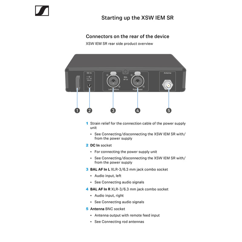Sennheiser XSW IEM SET-A (476-500 MHz) Ear Monitor Pro Auricolare IE4, Nero
