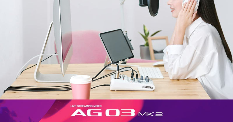 Yamaha AG03 MK2 B Mixer Live Streaming a 3 Canali con Interfaccia Audio USB Nero