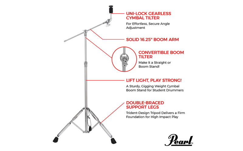 PEARL BC-820 Cymbal Boom Stand Asta a giraffa doppia staffa x piatti di batteria