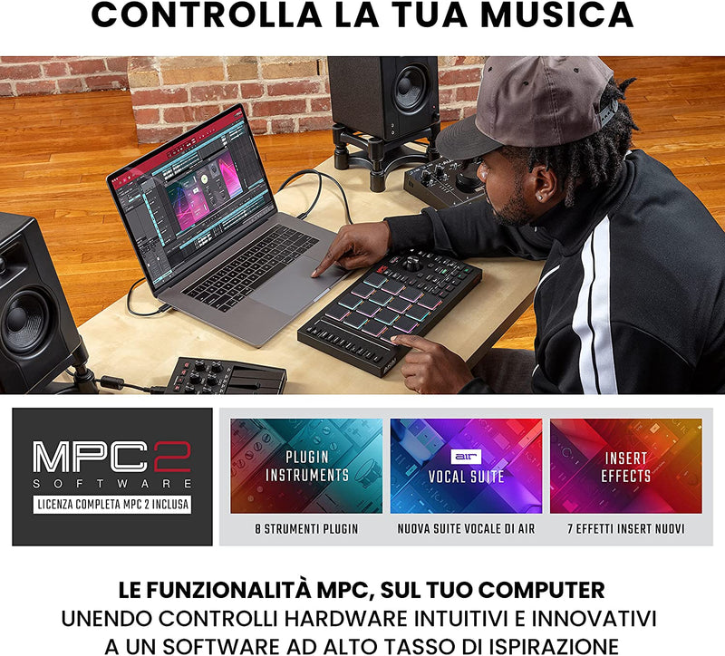 Akai MPC STUDIO 2 Controller Professionale MIDI USB per software PC, Nero