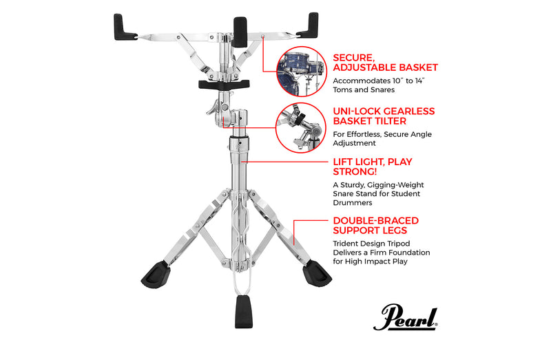 PEARL S-830 Snare Drum Stand supporto per Rullante del diametro 13" e 14"