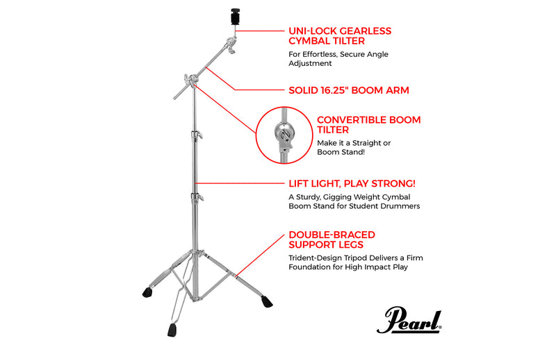 PEARL BC-830 Cymbal Boom Stand Asta a giraffa doppia staffa x piatti di batteria