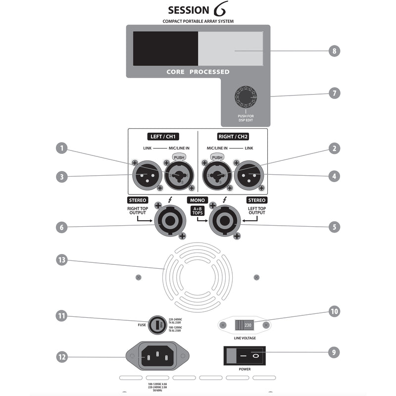 Proel SESSION6 Sistema audio a colonna 2400W picco MP3 USB SD Bluetooth Stereo