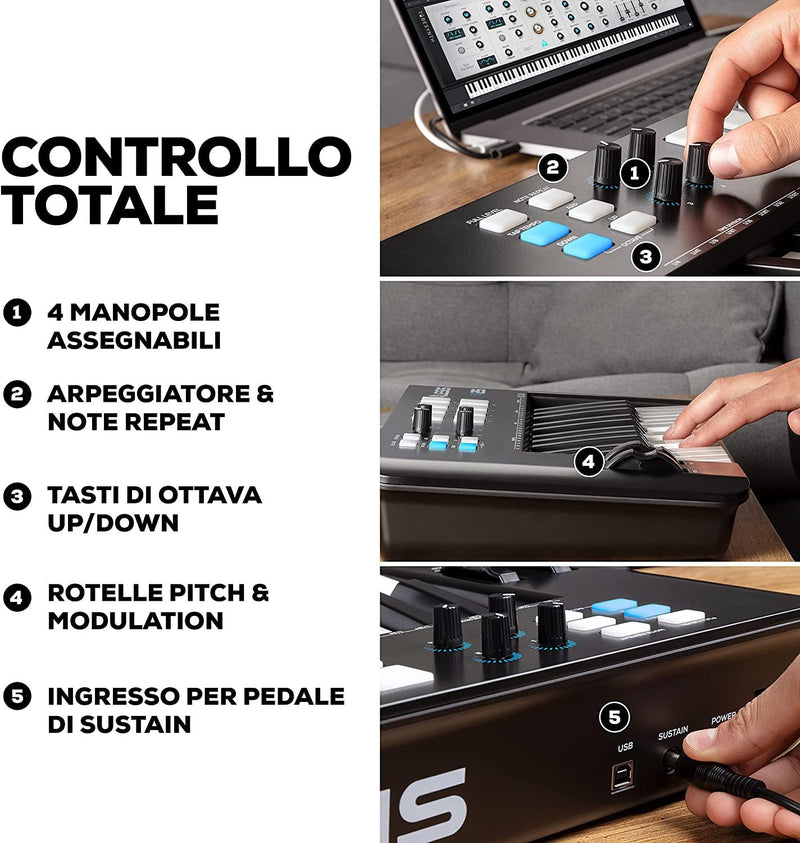 Alesis V25 MKII Tastiera MIDI Controller USB con 8 Pad Sensibili alla Velocità