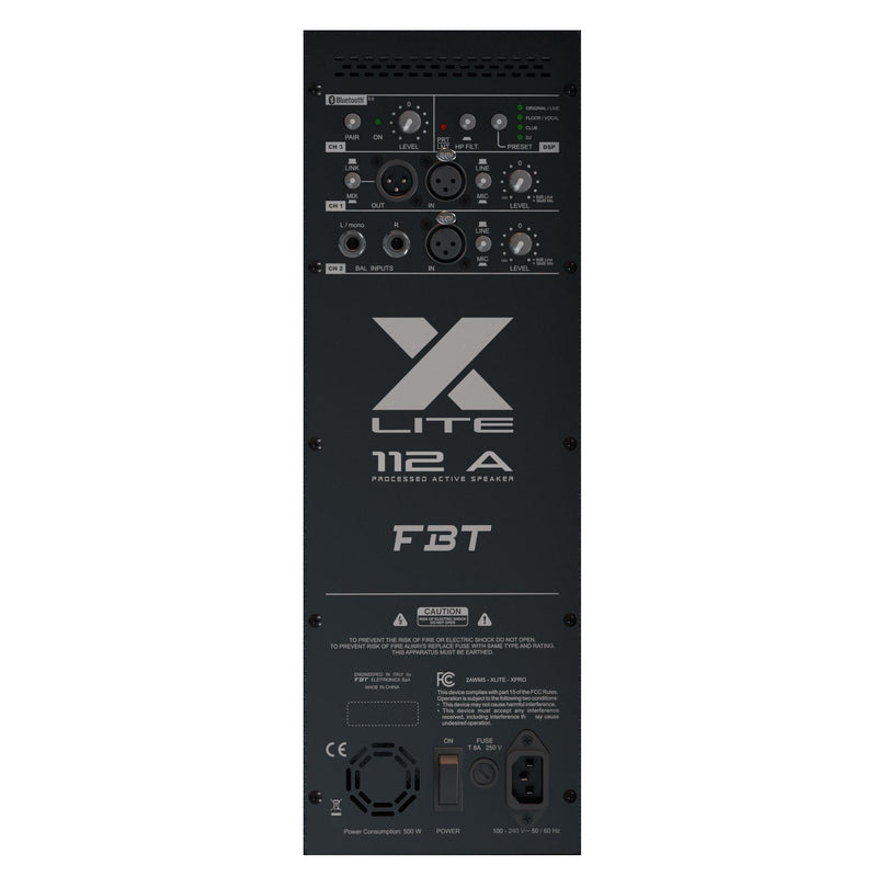 FBT X Lite 112A Cassa Diffusore Attivo Profess. 12" da 1500W e Bluetooth, Nero