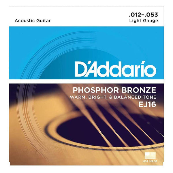 D'Addario EJ16 Light Gauce Corde x Chitarra Acustica 012-053 Phosphor Bronze