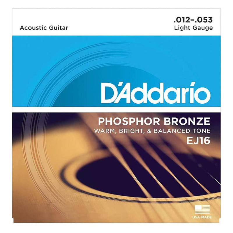D'Addario EJ16 Light Gauce Corde x Chitarra Acustica 012-053 Phosphor Bronze