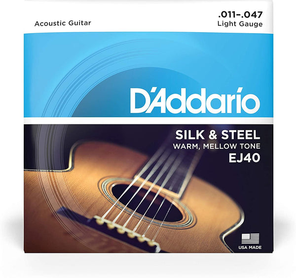 D'Addario EJ40 Silk & Steel Corde x Chitarra Acustica Folk 11-47 Light Gauce