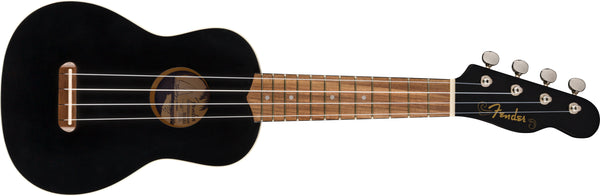 Fender Venice Soprano Uke Walnut Fingerboard Black profilo sottile manico a "C"