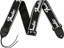 Fender Running Logo Strap Black/White Logo Tracolla x chitarra intrecciata da 2"