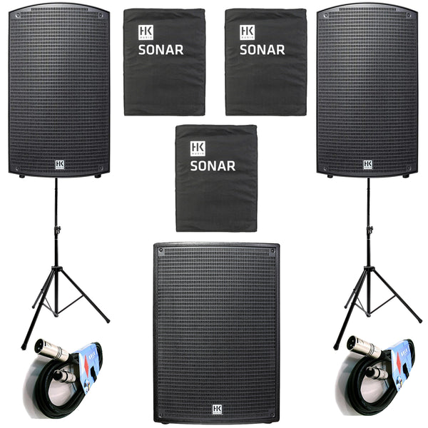 HK Audio Sonar 112 Xi 2 Diffusori + 115 Sub D Subwoofer + 3Cover+2Stativi+2 Cavi