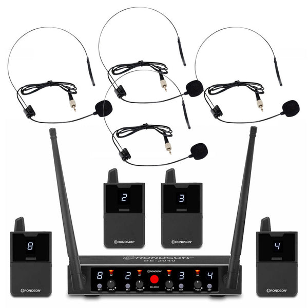 Rondson BE-2040-4BP Sistema microfonico wireless con 4 archetti e 4lavalier nero