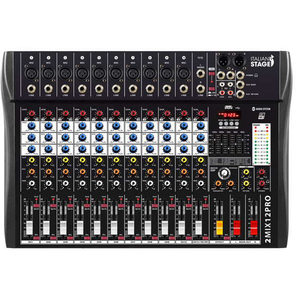 Italian Stage IS 2MIX12PRO Mixer audio a 12 canali + DSP Multi FX e Bluetooth