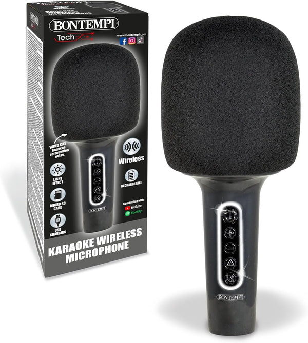 Bontempi 48 5020 TECH MICROFONO KARAOKE WIRELESS ricaricabile +altoparlante Nero