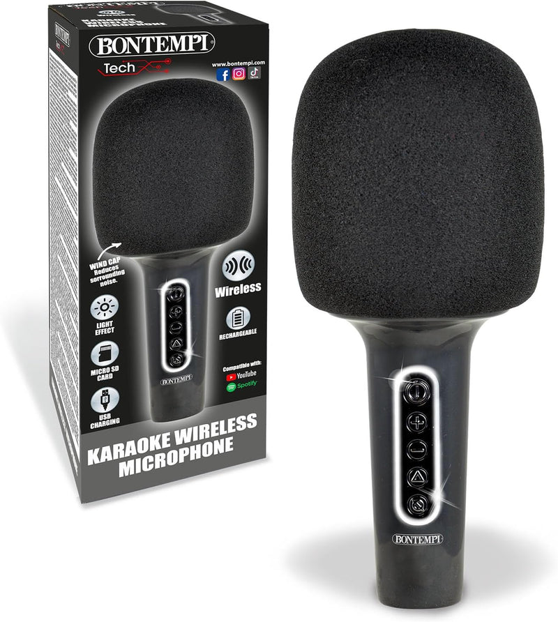 Bontempi 48 5020 TECH MICROFONO KARAOKE WIRELESS ricaricabile +altoparlante Nero