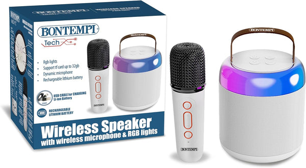Bontempi 49 0210 TECH WIRELESS SPEAKER Cassa Speaker 80w+ Mic wireless+Efx Luci