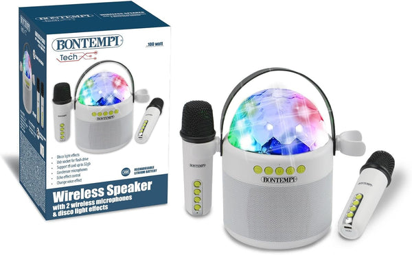 Bontempi 49 0250 TECH WIRELESS SPEAKER Cassa Speaker 10w+2 Mic wireless+Efx Luci