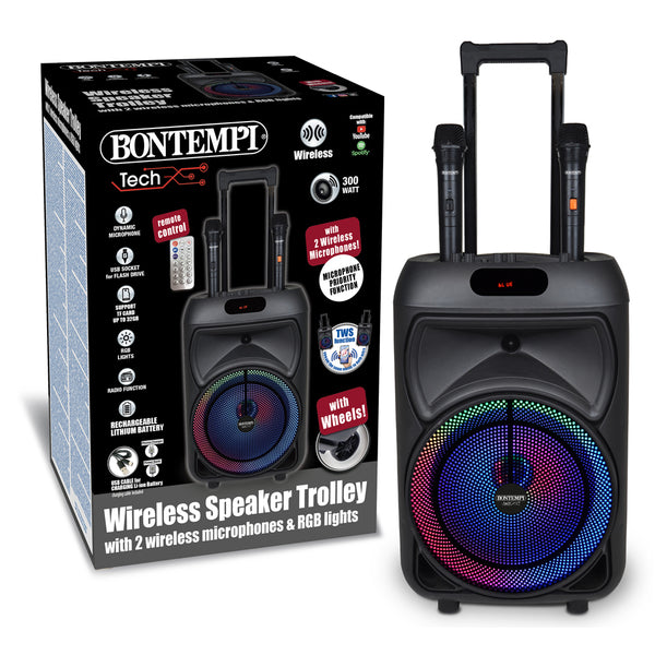 Bontempi 49 1090 Tech Trolley a Batteria Cassa Attiva con 2 Mic palmare wireless
