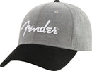 Fender Hipster Dad Hat Cappello elasticizzato logo bianco + visiera, grigio nero