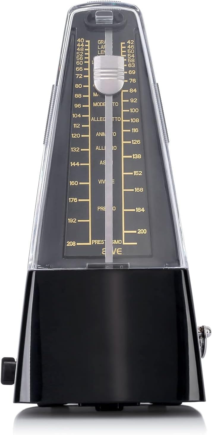 Aroma AM-707 Metronomo meccanico x strumenti musicali tempo da 40 a 208 bpm Nero