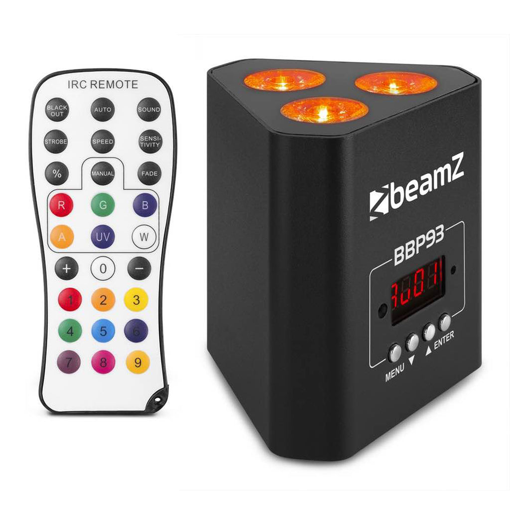Beamz BBP93 Uplight Par 3x10W Led RGBW 4in1 da 10w con batteria con DM