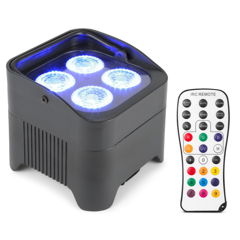 Beamz BBP94 Uplight Par 4x10W a batteria e ricevitore DMX wireless integrato