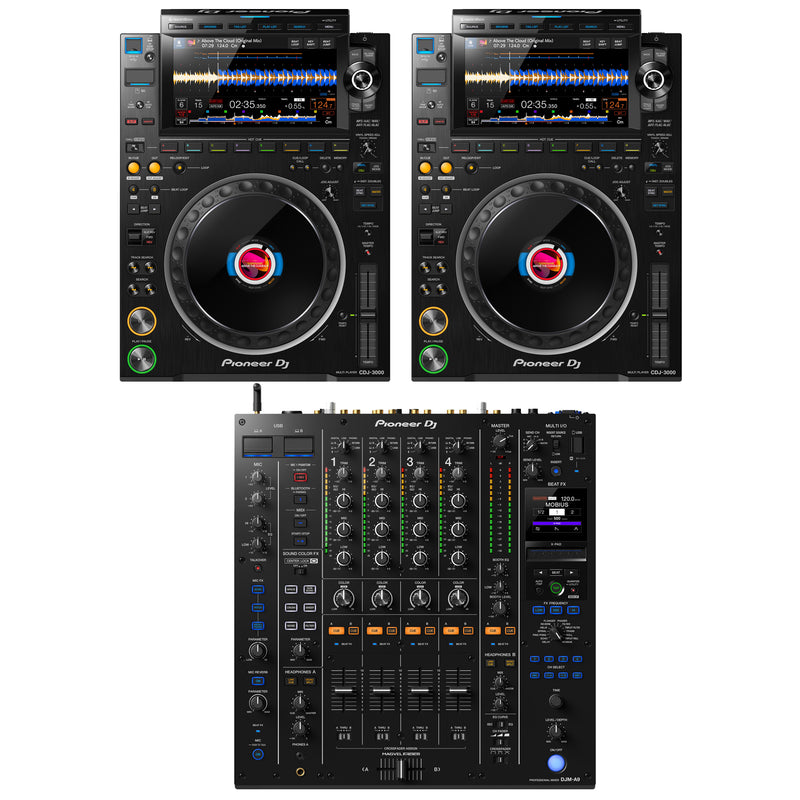 Pioneer Dj CDJ-3000 COPPIA Multilettore Multiplayer Pro Dj + DJM-A9 Mixer Digi