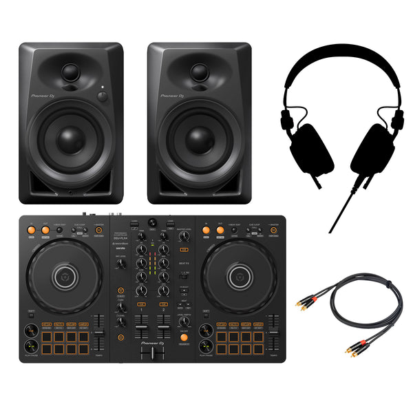 Pioneer Dj DDJ-FLX4 Controller + Casse DM-40D-BLK + HDJ-CX-K Cuffia + Cavo RCA