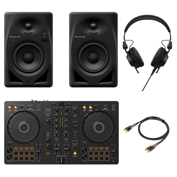 Pioneer Dj DDJ-FLX4 Controller + Casse DM-40D-BT-BLK + HDJ-CX-K Cuffia + Cavo