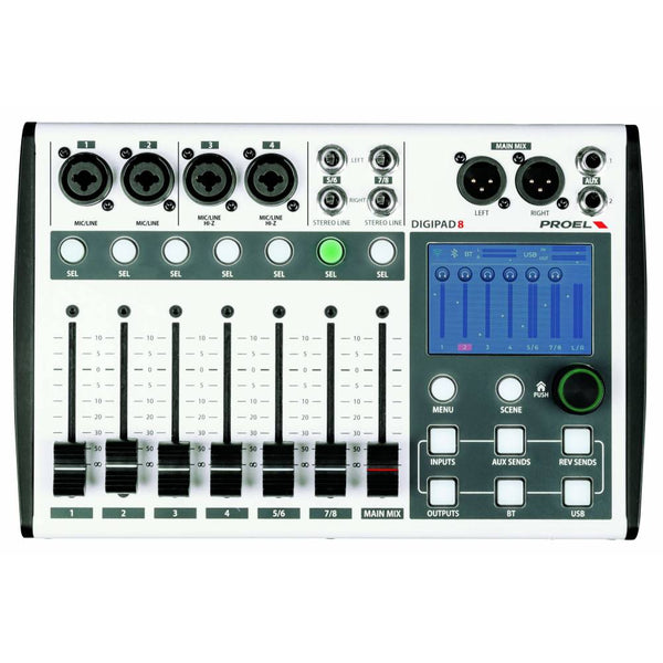 Proel DIGIPAD8 Mixer Digi contr. App 7 fader motor. Bluetooth USB Display touch