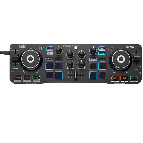 Hercules DJCONTROL STARLIGHT Controller leggero 2x Deck Retroilluminato