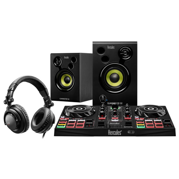 Hercules DJ LEARNING KIT MK2 con DJ Control Inpulse 200 Cuffie HDP DJ45 e casse