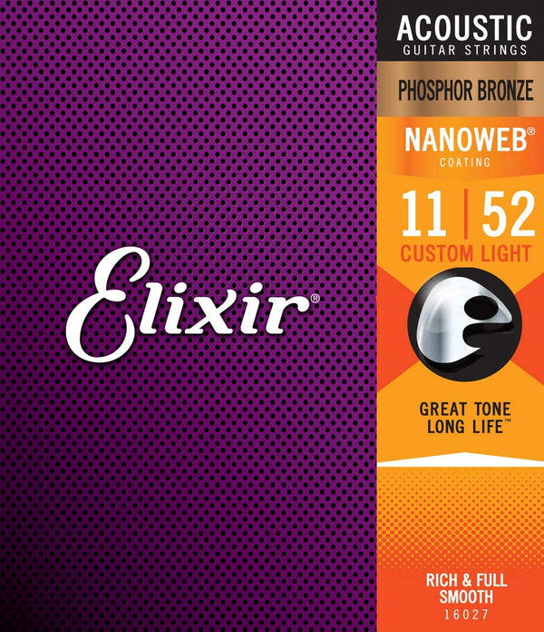 Elixir 16027 Nanoweb Custom Light Ac. Ph. Br 6 Corde x Chitarra Acustica 011-052