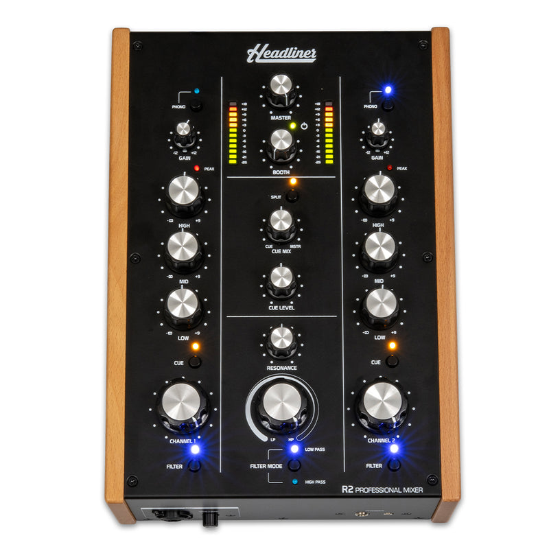 Headliner R2 Mixer Pro Dj, rotativo analogico 2 canali con funzionalità avanzate