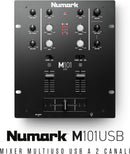 Numark M101 USB Mixer Pro x Dj 2 canali, con connessione USB per computer, Nero