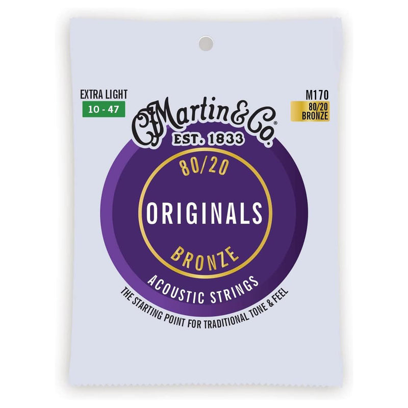 Martin M170 Extra Light 10-47 Acoustic String 80/20 Corde x Chitarra Acustica