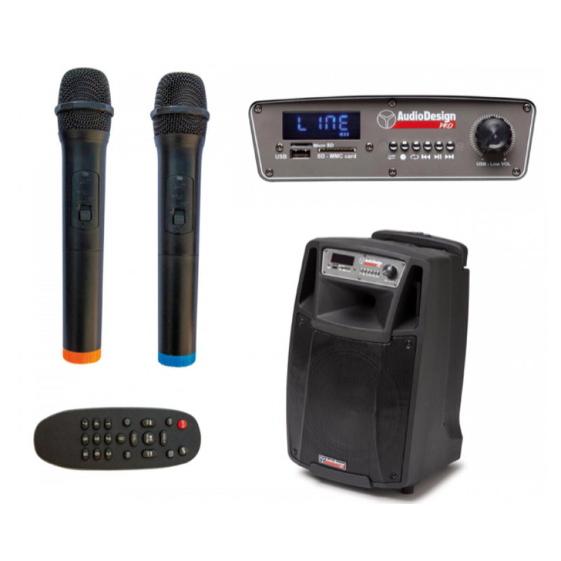 Audiodesign M2 10W/L Trolley Batteria Diffusore Attivo+2Mic Palm. Wireless 300w