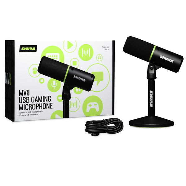 Shure MV6 USB Gaming Microfono Dinamico Pro USB-C x PC Gamers e Streaming, Nero