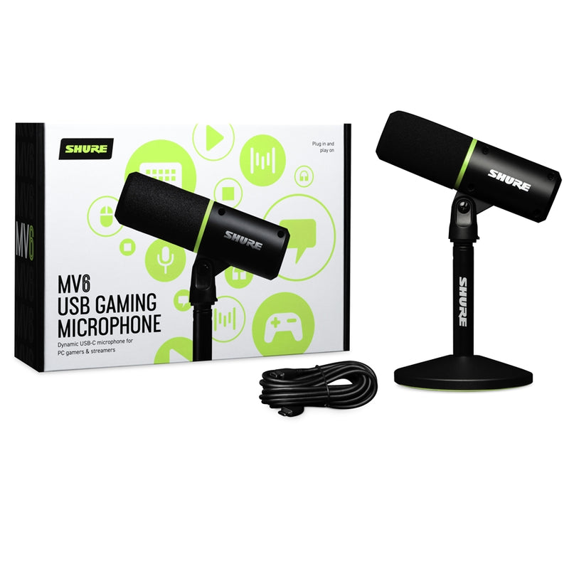 Shure MV6 USB Gaming Microfono Dinamico Pro USB-C x PC Gamers e Streaming, Nero