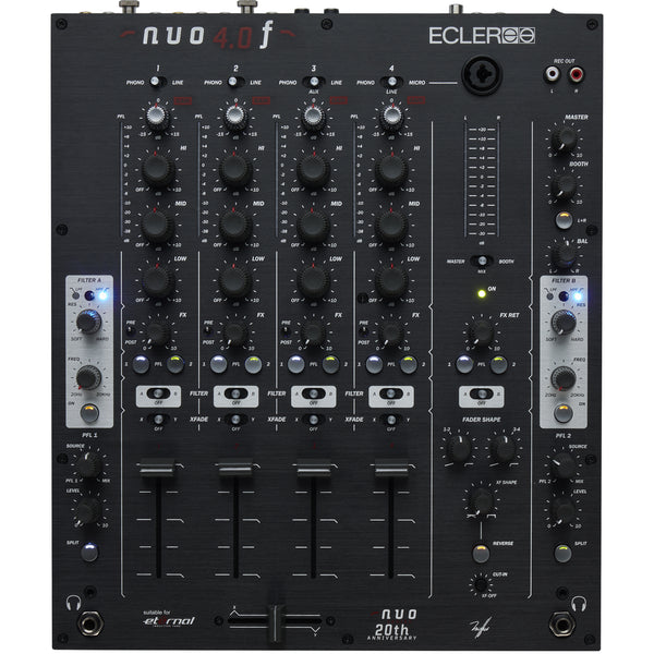 Ecler NUO4.0F Black Mixer Pro Dj 4C con fader ECLER da 60mm a curva regolabile