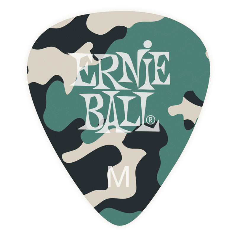 Ernie Ball P09222 CAMO PICKS Plettri Mimetici Nitrato/Acetato 12 pezzi, Medium