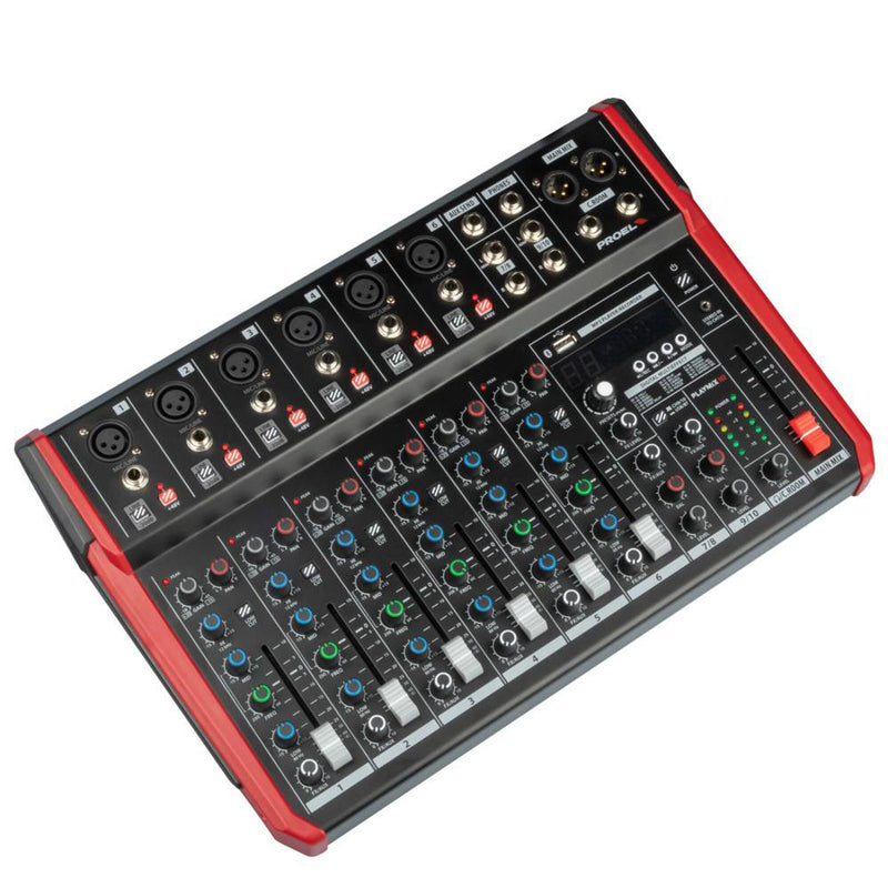 Proel PLAYMIX10 Mixer 10 ingr. Bluetooth, lettore MP3, Registrazione stereo USB