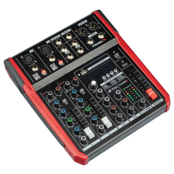 Proel PLAYMIX6 Mixer 6 ingressi Bluetooth, lettore MP3, Registrazione stereo USB