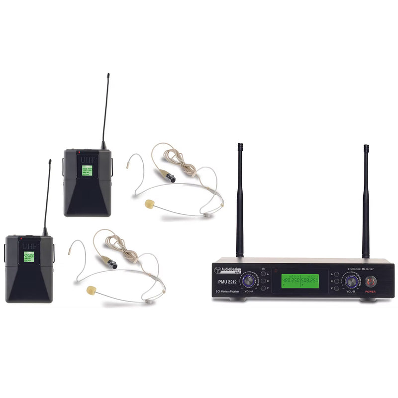 Audiodesign PMU 2212BP Sistema Mic Wireless con 2 Archetti UHF F: 480 - 530 MHz