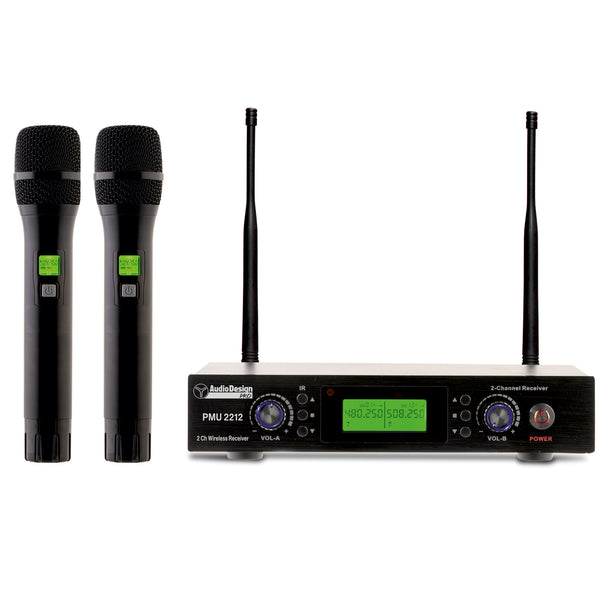 Audiodesign PMU 2212 Sistema Microfonico Wireless a 2 Palmari F.: 480-530 MHz