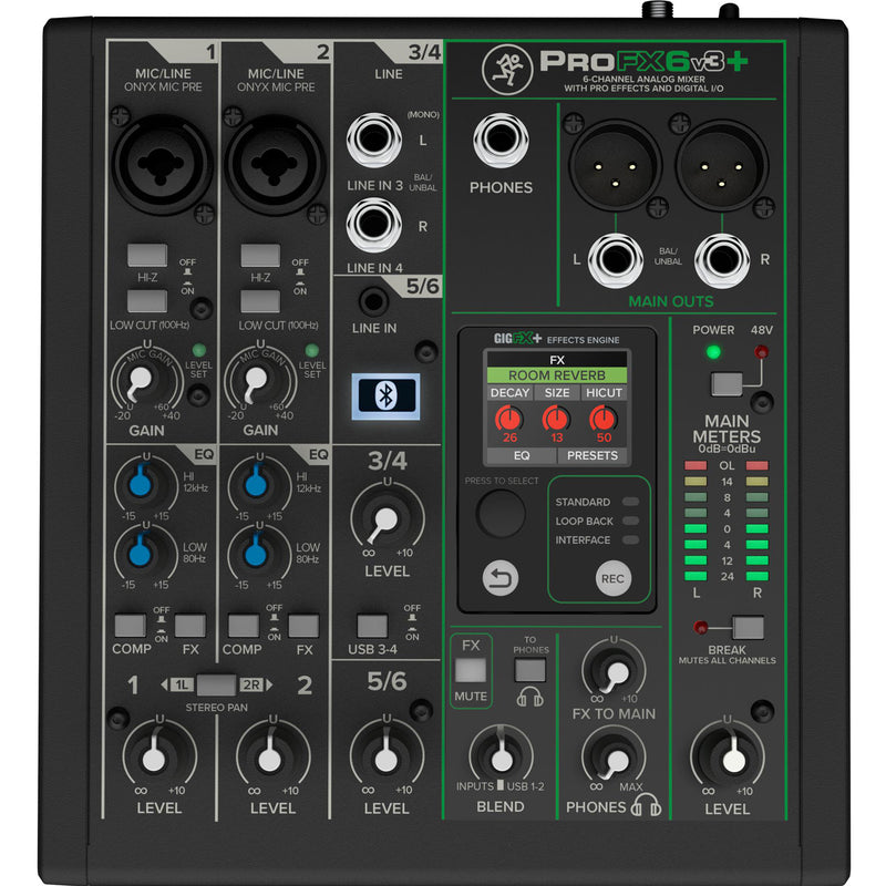 Mackie PROFX6V3+ Mixer USB Bluetooth 6C EFX Pro x live home recording streaming