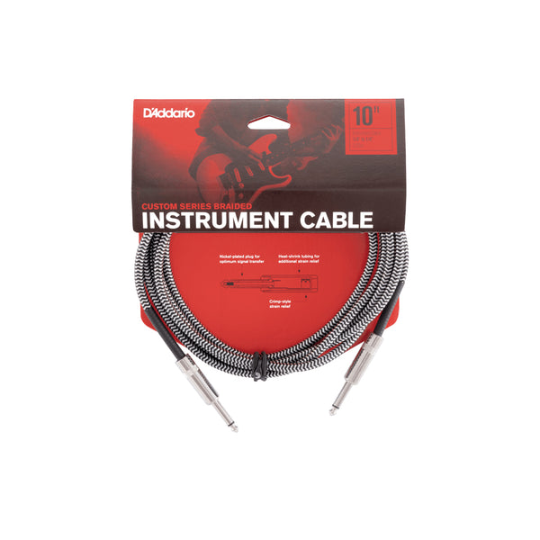 D'Addario PW-BG-10BG Cavo audio intrecciato x chitarra Jack Mono 6.3 Lung.3.05mt